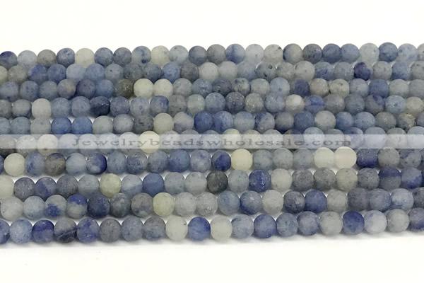 CAJ876 15 inches 6mm round matte blue aventurine beads