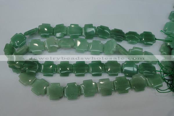 CAJ88 15.5 inches 20*20mm cross green aventurine beads wholesale