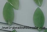 CAJ90 Top-drilled 15*35mm carved leaf green aventurine beads wholesale