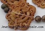 CAL33 14.5 inches 60*70mm carved agalmatolite beads