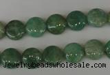 CAM1015 15.5 inches 10mm flat round natural Russian amazonite beads