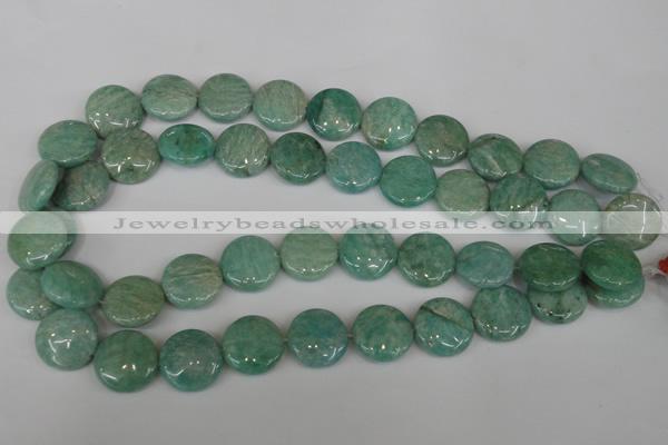 CAM1019 15.5 inches 18mm flat round natural Russian amazonite beads