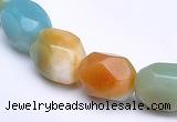 CAM11 faceted pebble 7*12mm natural amazonite beads Wholesale