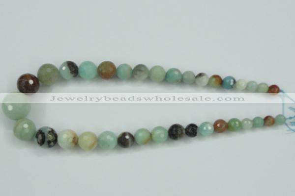 CAM110 15.5 inches multi-size faceted round amazonite gemstone beads