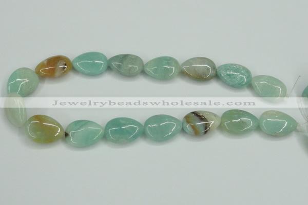 CAM117 15.5 inches 18*25mm flat teardrop amazonite gemstone beads