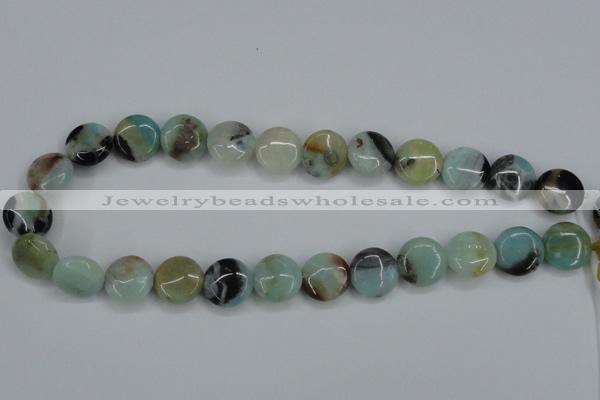 CAM122 15.5 inches 16mm flat round amazonite gemstone beads