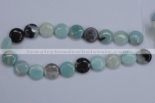 CAM123 15.5 inches 20mm flat round amazonite gemstone beads