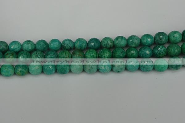 CAM1404 15.5 inches 12mm faceted round Russian amazonite beads