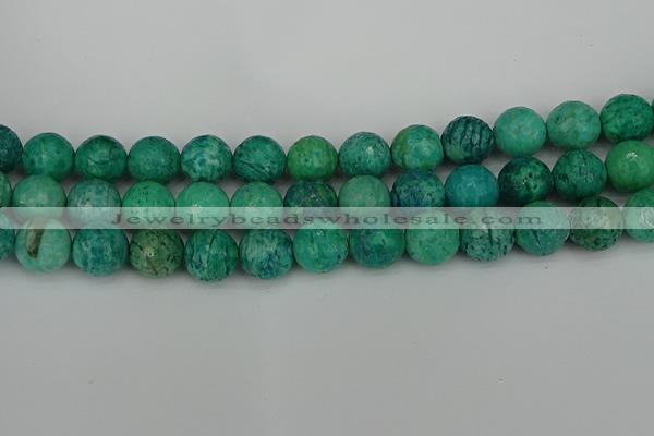 CAM1405 15.5 inches 14mm faceted round Russian amazonite beads