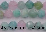 CAM1441 15.5 inches 6mm faceted nuggets amazonite & rose quartz beads