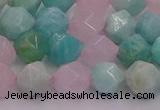 CAM1443 15.5 inches 10mm faceted nuggets amazonite & rose quartz beads