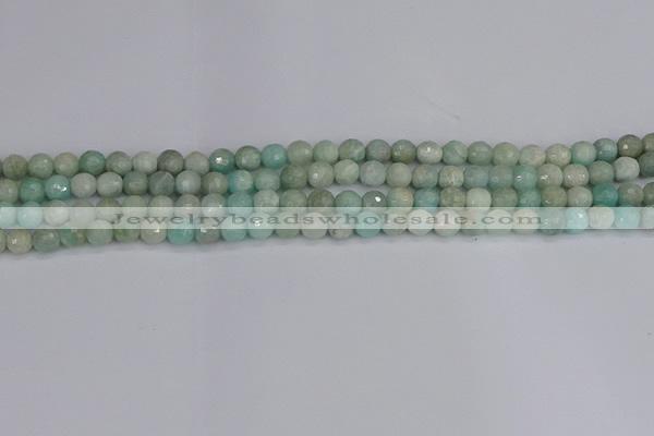 CAM1450 15.5 inches 4mm faceted round amazonite gemstone beads