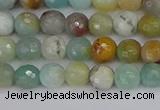 CAM1458 15.5 inches 4mm faceted round amazonite beads wholesale