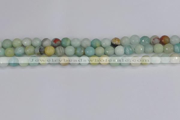 CAM1460 15.5 inches 8mm faceted round amazonite beads wholesale