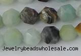 CAM1467 15.5 inches 8mm faceted nuggets black amazonite beads