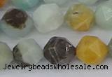 CAM1468 15.5 inches 10mm faceted nuggets black amazonite beads