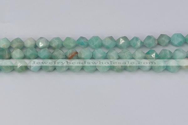 CAM1474 15.5 inches 10mm faceted nuggets Brazilian amazonite beads