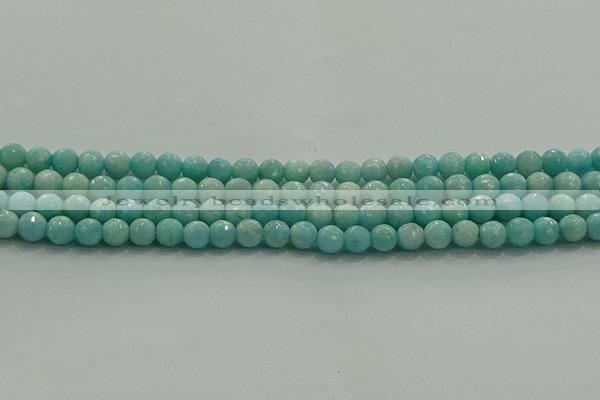 CAM1521 15.5 inches 6mm faceted round natural peru amazonite beads