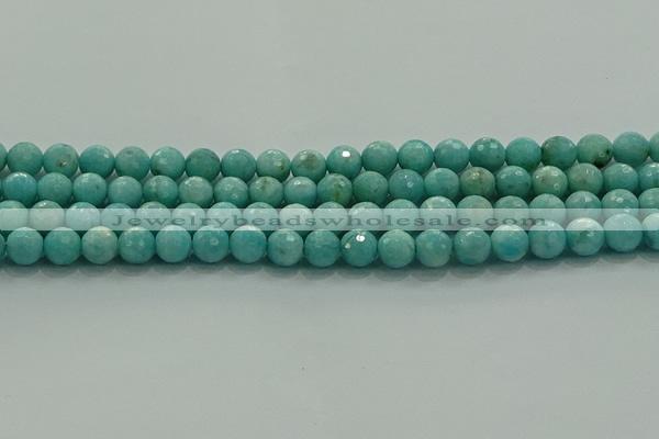 CAM1522 15.5 inches 8mm faceted round natural peru amazonite beads