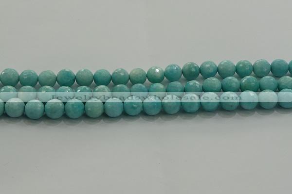 CAM1523 15.5 inches 10mm faceted round natural peru amazonite beads