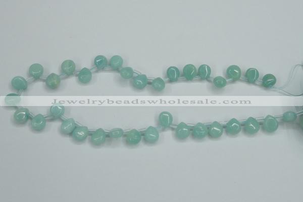 CAM153 9*11mm top-drilled flat teardrop amazonite gemstone beads