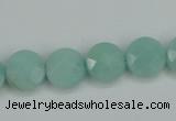 CAM155 15.5 inches 12mm faceted coin amazonite gemstone beads