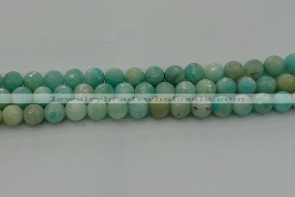 CAM1563 15.5 inches 10mm faceted round Russian amazonite beads