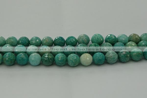 CAM1585 15.5 inches 14mm faceted round Russian amazonite beads