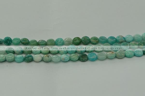 CAM1591 15.5 inches 8mm flat round Russian amazonite beads