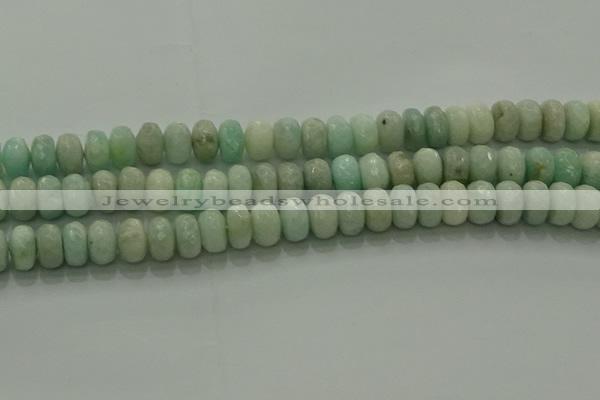 CAM1613 15.5 inches 6*10mm faceted rondelle peru amazonite beads