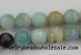 CAM163 15.5 inches 10mm faceted round amazonite gemstone beads