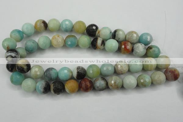 CAM165 15.5 inches 14mm faceted round amazonite gemstone beads