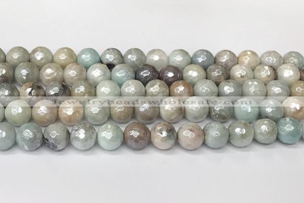 CAM1752 15 inches 10mm faceted round AB-color amazonite beads