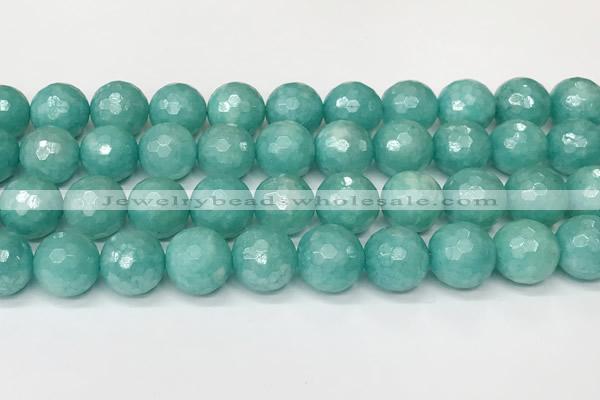 CAM1758 15 inches 12mm faceted round AB-color imitation amazonite beads