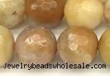 CAM1777 15 inches 10mm faceted round yellow amazonite beads