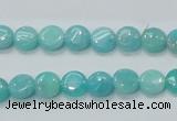 CAM300 15.5 inches 8mm flat round natural peru amazonite beads