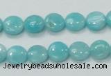 CAM301 15.5 inches 10mm flat round natural peru amazonite beads