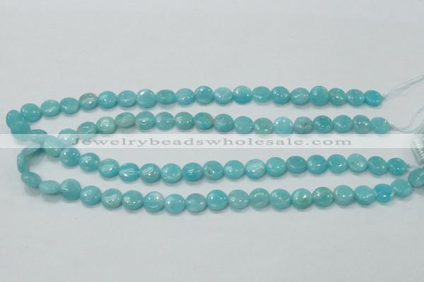 CAM301 15.5 inches 10mm flat round natural peru amazonite beads