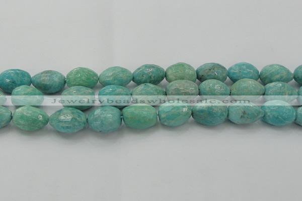 CAM342 15.5 inches 13*18mm faceted nuggets natural peru amazonite beads