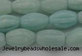 CAM360 15.5 inches 10*15mm carved rice amazonite gemstone beads