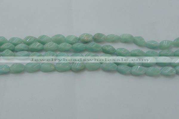 CAM361 15.5 inches 7*14mm twisted rice amazonite gemstone beads