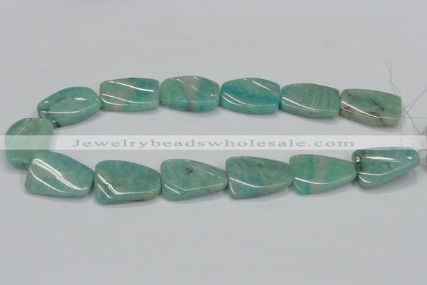 CAM415 22*30mm twisted rectangle natural russian amazonite beads