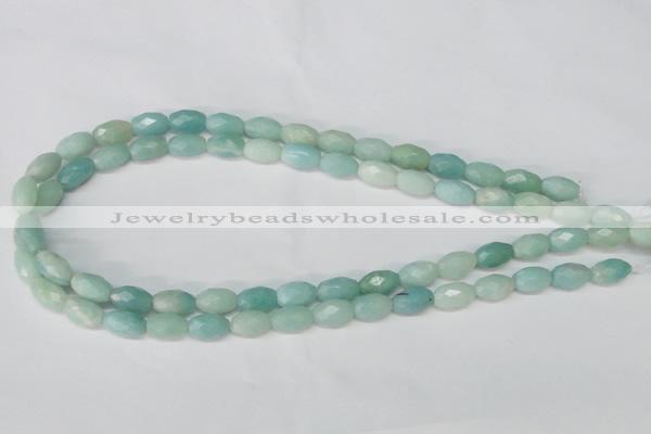 CAM604 15.5 inches 8*12mm faceted rice Chinese amazonite gemstone beads