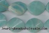 CAM607 15.5 inches 18*22mm twisted oval Chinese amazonite beads