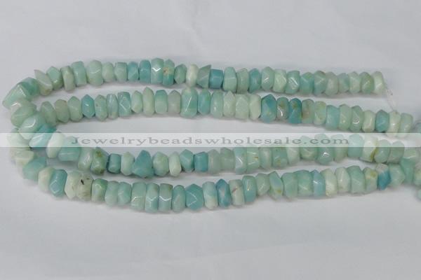 CAM611 15.5 inches 6*14mm faceted nugget Chinese amazonite beads