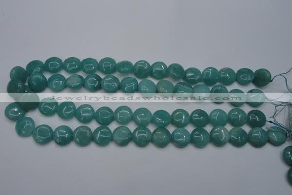 CAM916 15.5 inches 14mm flat round amazonite gemstone beads wholesale