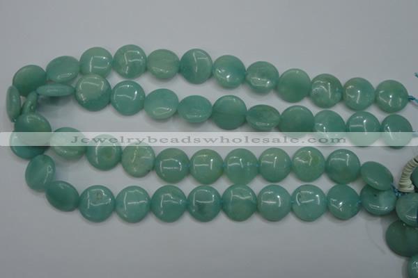 CAM917 15.5 inches 16mm flat round amazonite gemstone beads wholesale