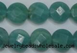 CAM942 15.5 inches 14mm faceted coin amazonite gemstone beads