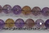 CAN11 15.5 inches 12mm faceted round natural ametrine gemstone beads