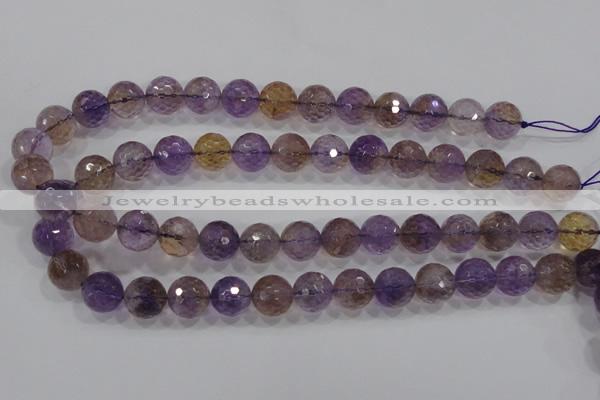 CAN12 15.5 inches 14mm faceted round natural ametrine gemstone beads